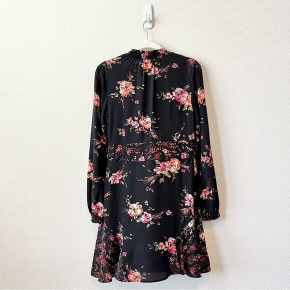 NWT Intermix Evie Silk Floral Victorian Silk Dress in Black Size 6 - Picture 3 of 9